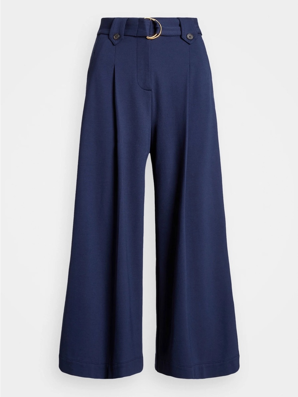 Lauren Ralph Lauren Pleated Ponte Cropped Culottes Pants in Navy Blue XL Preppy